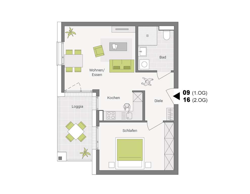 Thumbnail-Wohnung zum Kaufen in Aldingen 273.900,00 € 53.9 m²