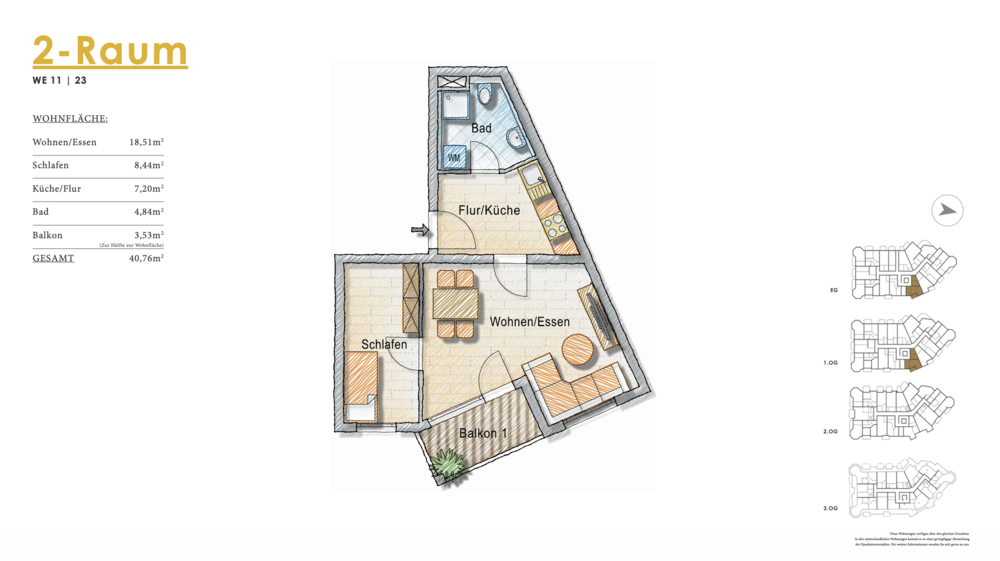 Thumbnail-Wohnung zum Mieten in Markkleeberg 408,00 € 40.76 m²
