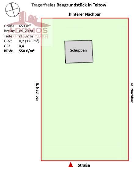 Thumbnail-Grundstück zu verkaufen in Teltow 329.000,00 € 653 m²
