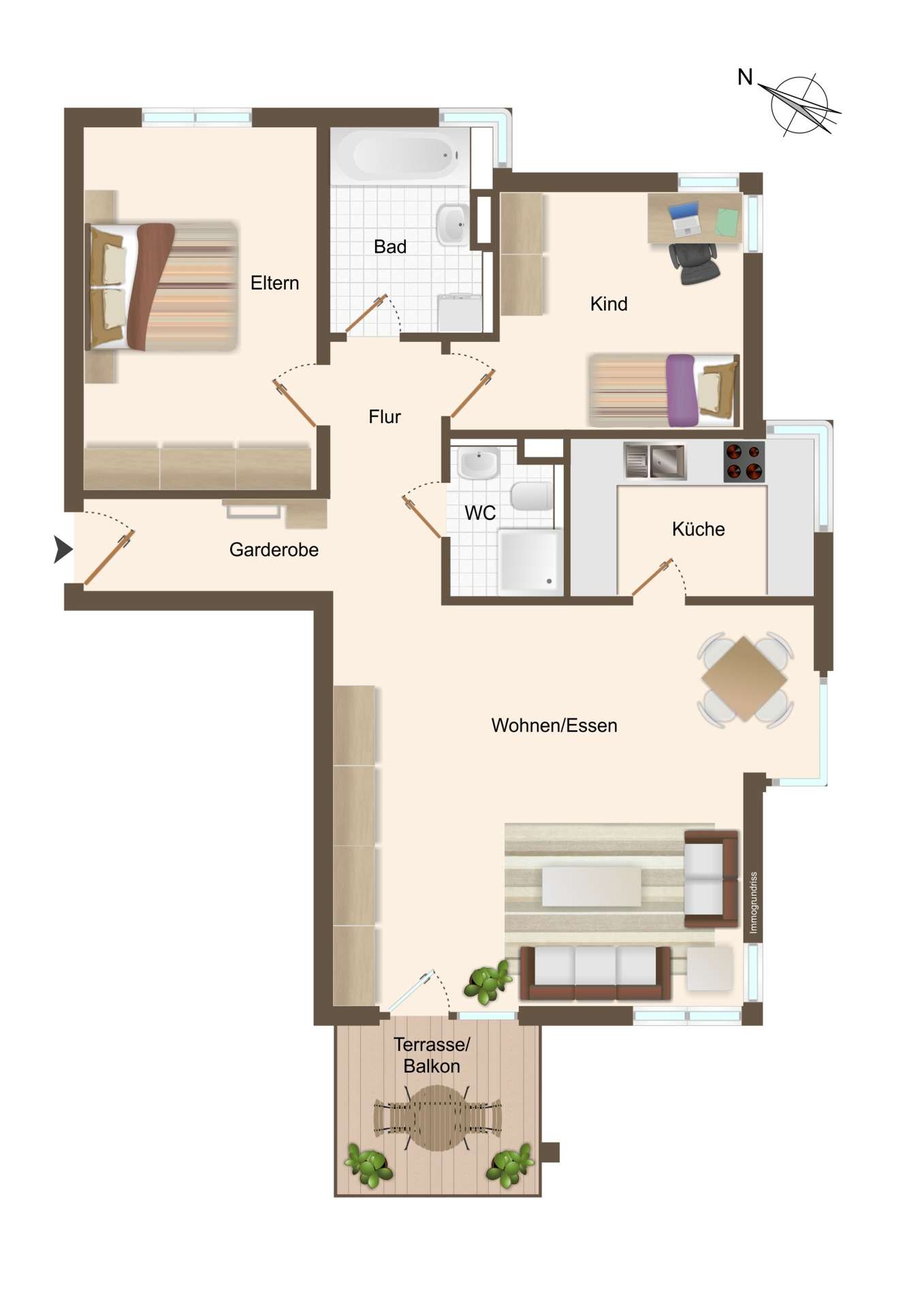 Thumbnail-Wohnung zum Kaufen in Pliezhausen Gniebel 299.000,00 € 78.6 m²