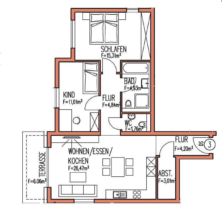 Thumbnail-Wohnung zum Mieten in Dettingen 1.195,00 € 75 m²