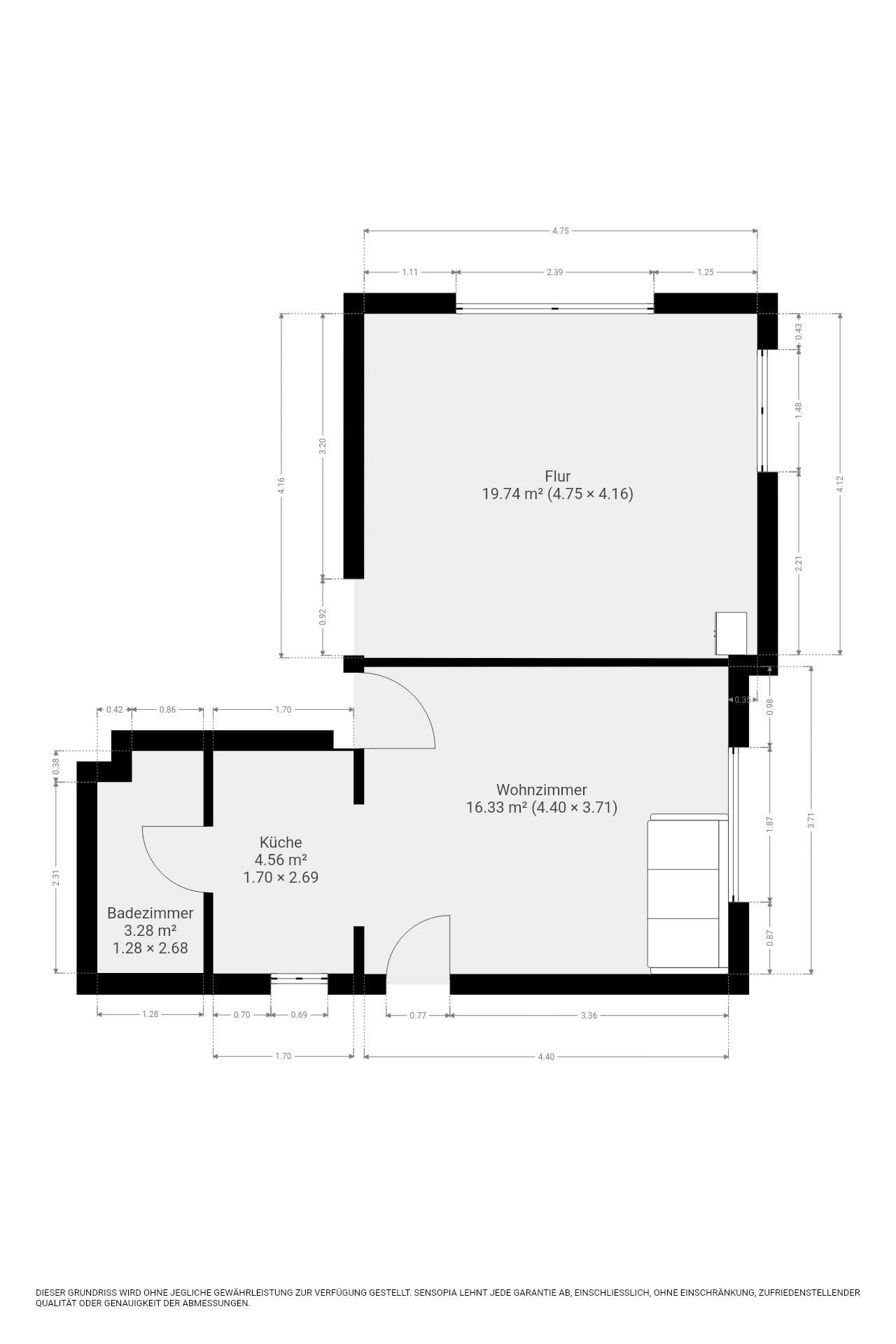 Thumbnail-Wohnung zum Mieten in Schmelz 480,00 € 40 m²
