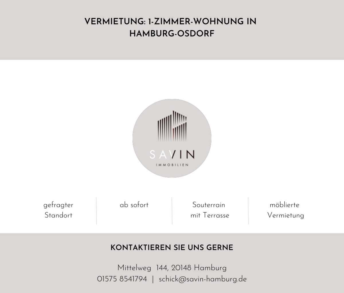 Thumbnail-Wohnung zum Mieten in Hamburg 730,00 € 33 m²
