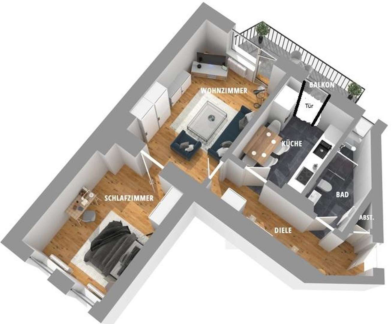 Thumbnail-Wohnung zum Mieten in Düsseldorf 1.100,00 € 70 m²