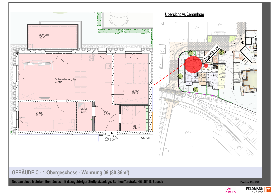 Thumbnail-Wohnung zum Mieten in Buseck 1.090,00 € 80.86 m²