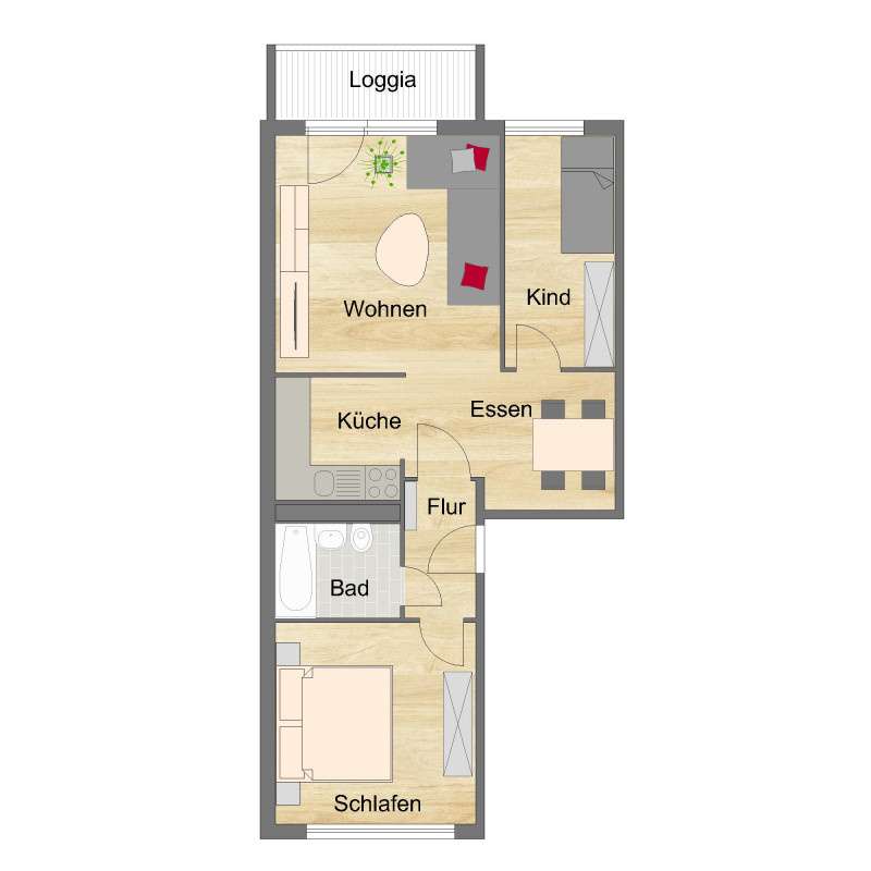 Thumbnail-Wohnung zum Mieten in Zwickau 370,50 € 57 m²