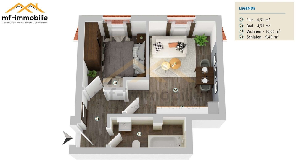 Thumbnail-zwei Zimmer Appartement in Mariental 35qm