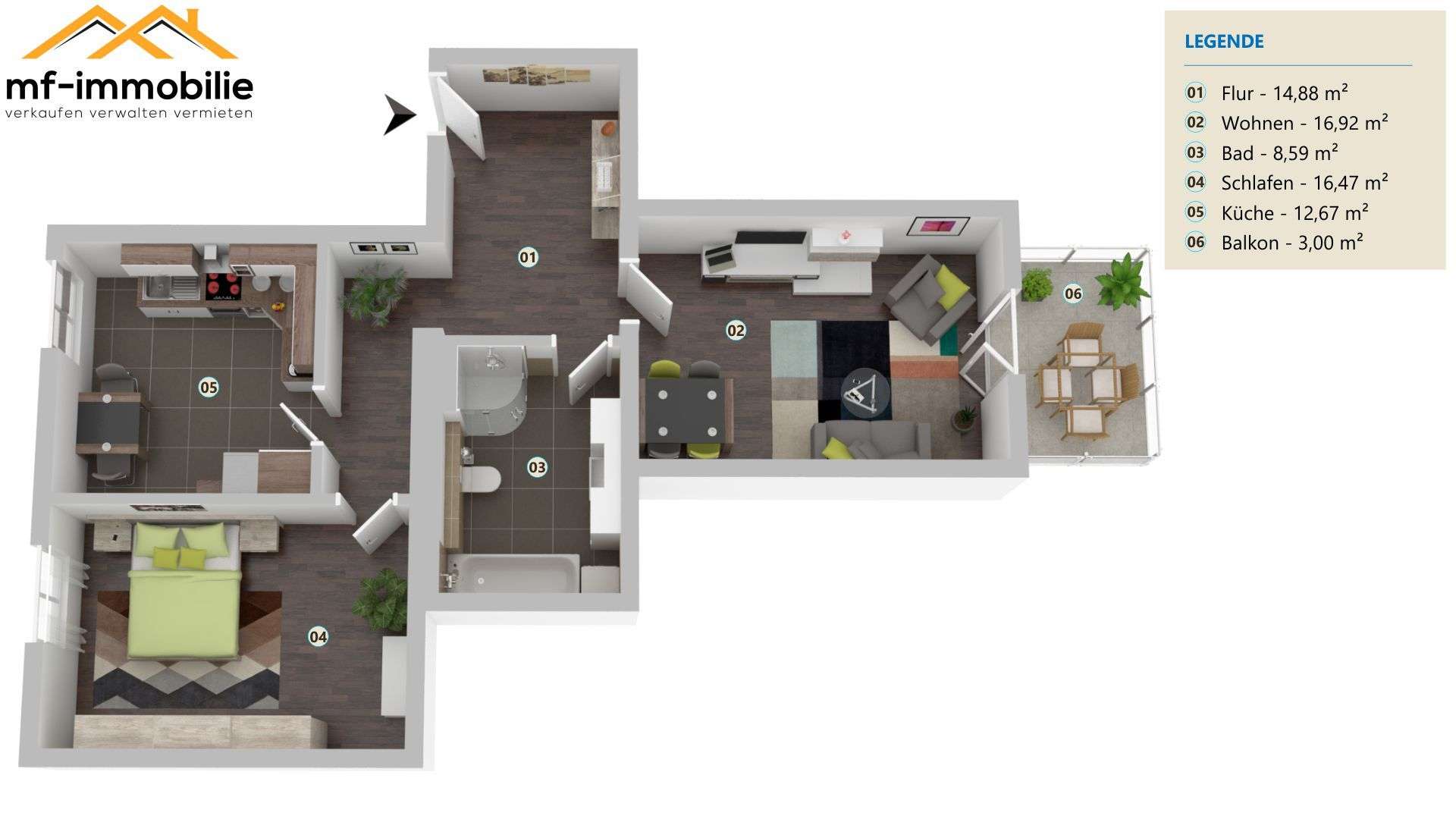 Thumbnail-2- Zimmer EG Wohnung in Mariental mit Balkon