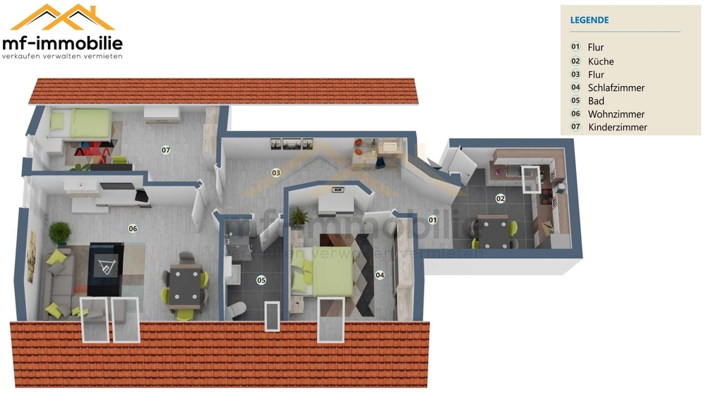 Thumbnail-Schöne grosse 3-Raumwohnung 83 m² ruhige Lage in zweiter Reihe