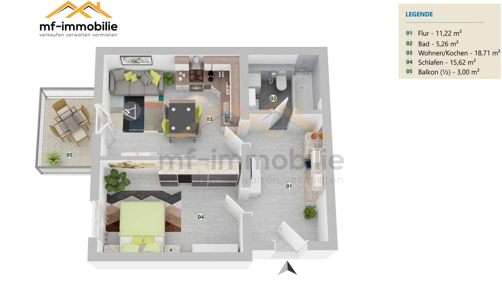 Thumbnail-2 Zimmer Erdgeschosswohnung in Mariental mit Balkon!