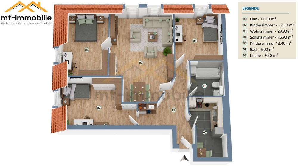 Thumbnail-Schöne grosse 4-Raumwohnung 103 m², zentrales großes Wohnzimmer