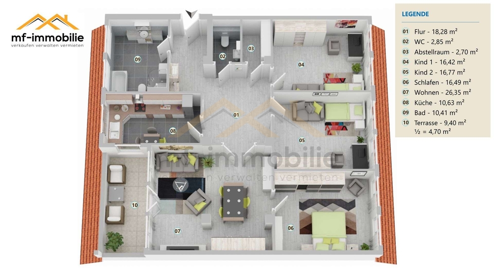 Thumbnail-Über den Dächern von Mariental: 125 m² Freiraum mit Loggia im 2. Obergeschoss 4-Zimmer