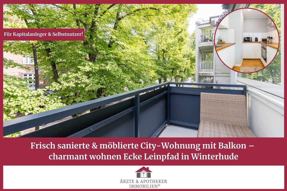 Thumbnail-Frisch sanierte & möblierte City-Wohnung mit Balkon - charmant wohnen Ecke Leinpfad in Winterhude