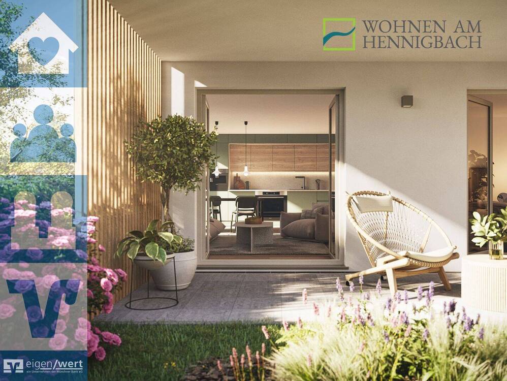 Visualisierung Terrasse des Neubauprojekts Wohnen am Hennigbach