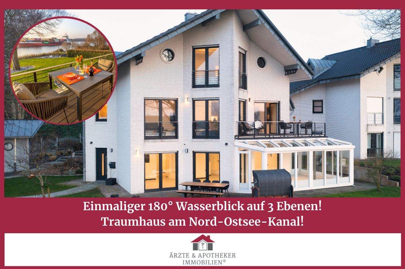 Thumbnail-Einmaliger 180° Wasserblick auf 3 Ebenen! Traumhaus am Nord-Ostsee-Kanal!
