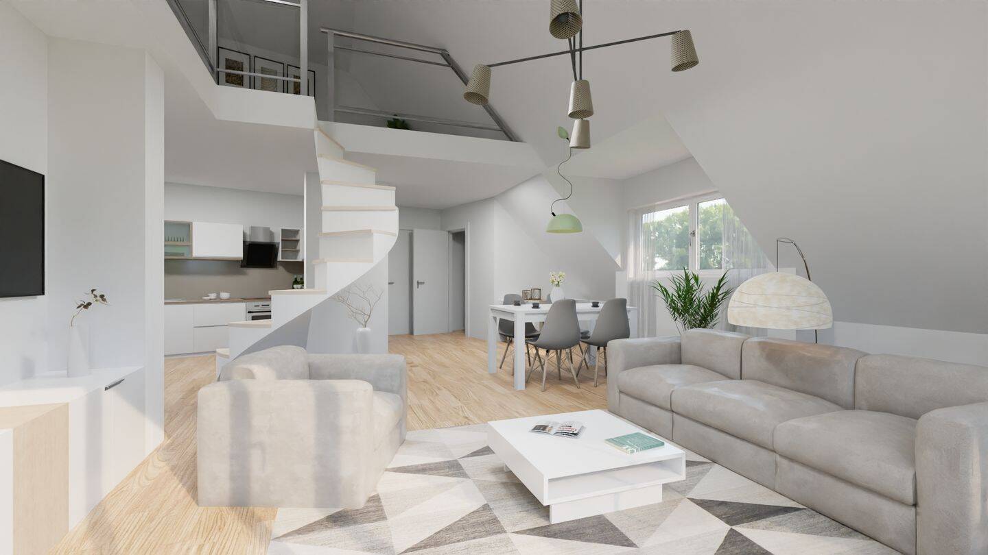 Thumbnail-5% AfA! Einzigartige Dachgeschosswohnung mit ca. 13 m² Galerie-Bühne und traumhaftem Fernblick!