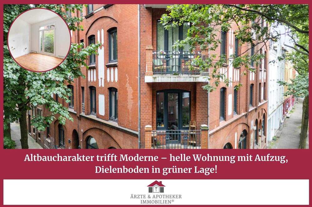 Thumbnail-Altbaucharakter trifft Moderne - helle Wohnung mit Aufzug, Balkon und Dielenboden in grüner Lage!