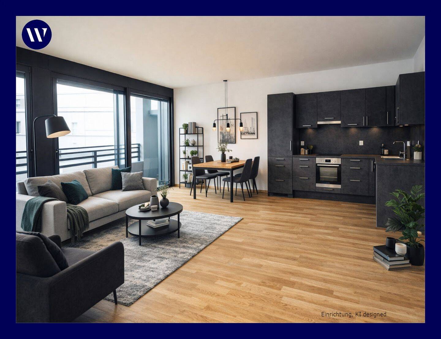 Thumbnail-Modernes Wohnen zwischen Metropole, Mainufer und Stadtwald: 3 Zimmer mit Eck-Balkon und Einbauküche