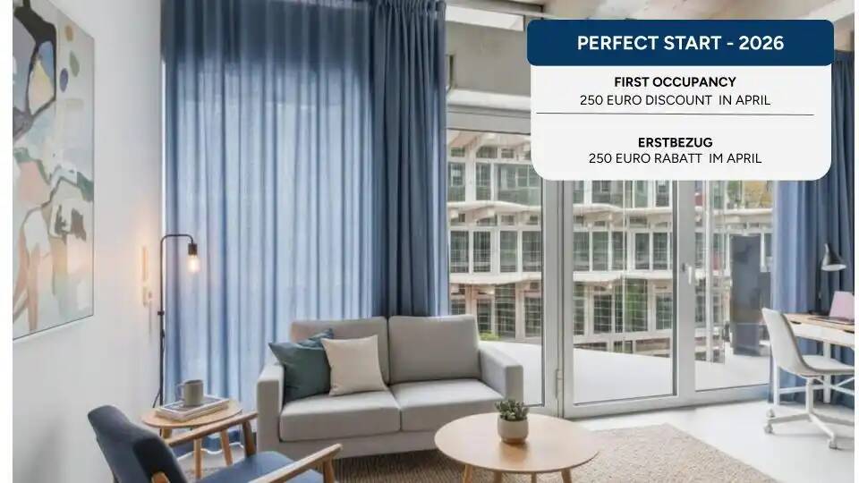 Thumbnail-Mietrabatt - Voll möbliert - Erstbezug: 2-Zimmer-Wohnung mit Einbauküche in der Nähe der U5.