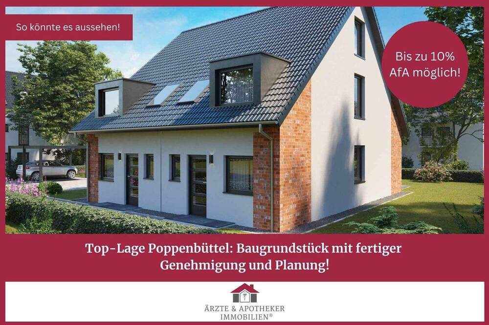 Thumbnail-Sehr gefragte Lage! Baugrundstück in Poppenbüttel mit Baugenehmigung für ein Doppelhaus