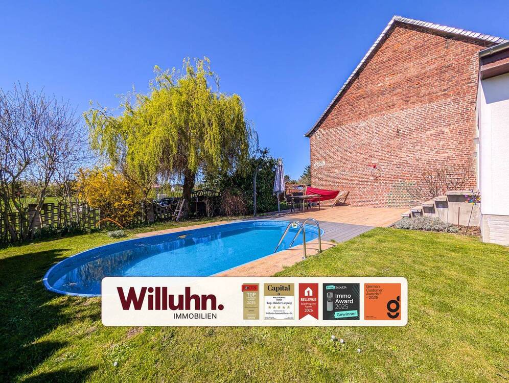 Thumbnail-Idyllisch Wohnen - Hobby - Vermietung: 3 WE mit großem Grundstück, Pool, Gartenhaus, Werkstatt