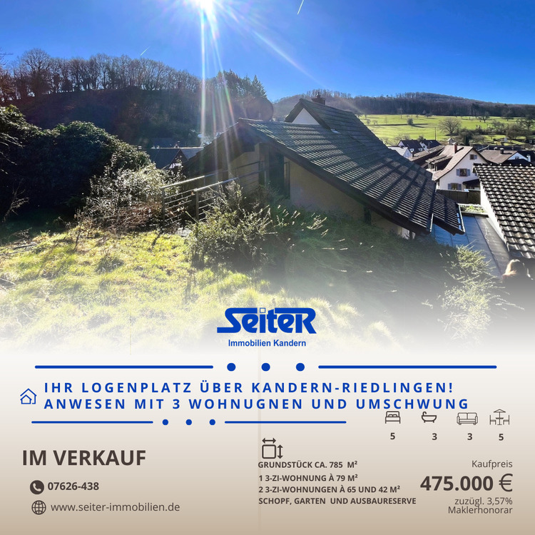 Thumbnail-Ihr Logenplatz über Kandern-Riedlingen: Anwesen mit drei Wohnungen, Garten und Umschwung