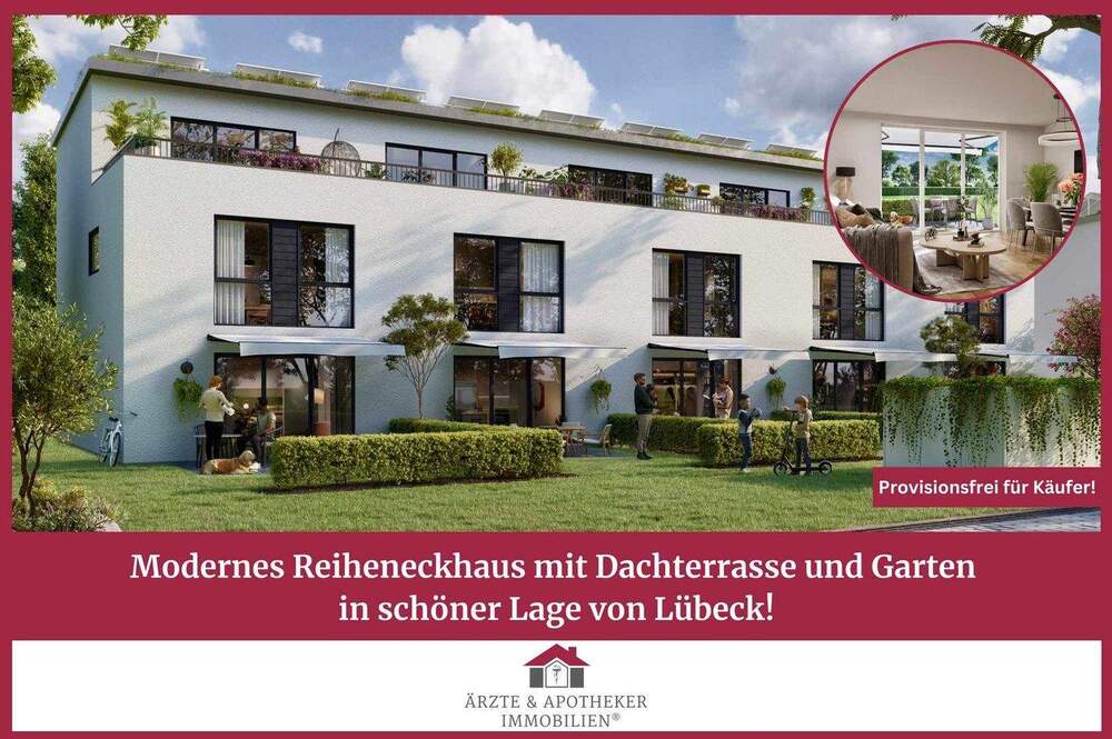 Thumbnail-Modernes Reiheneckhaus mit Dachterrasse und Garten in schöner Lage von Lübeck!
