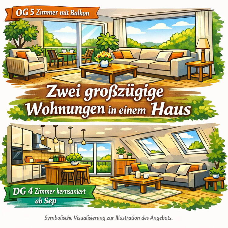 Thumbnail-ab Sep verfügbar, Ihre Wahl: Zwei moderne Wohnungen - 5-Zimmer-OG oder 4-Zimmer-DG