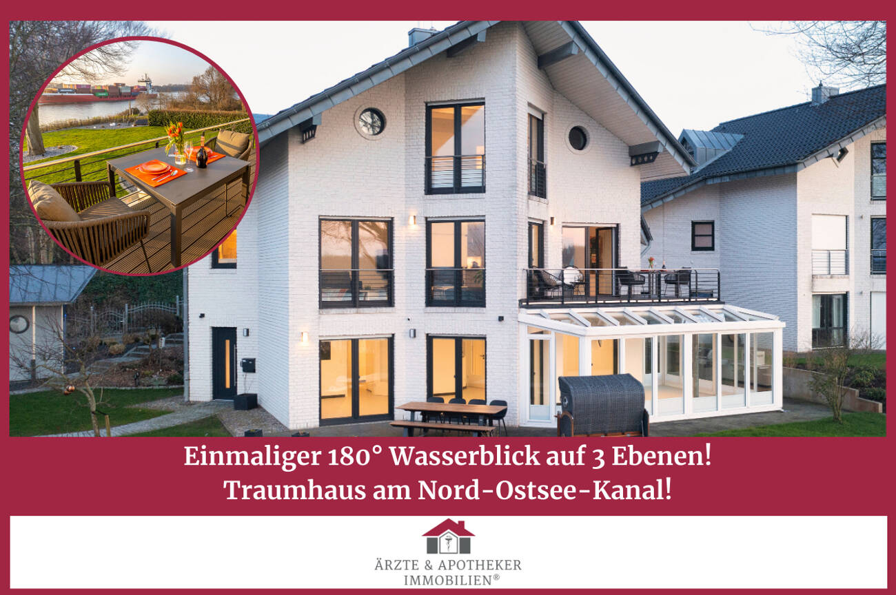 Thumbnail-Einmaliger 180° Wasserblick auf 3 Ebenen! Traumhaus am Nord-Ostsee-Kanal!