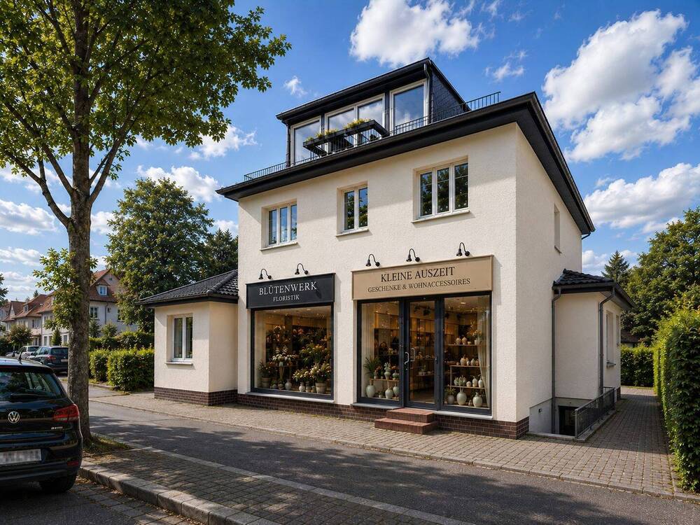 Thumbnail-Freistehendes Zweifamilienhaus mit zwei Gewerbeeinheiten, Vollkeller und Garten in Kleinmachnow