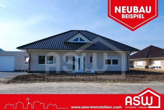 Thumbnail-Musterhaus! Geräumiger Neubau-Bungalow mit massiver Garage und hochwertiger Ausstattung in Lathen!