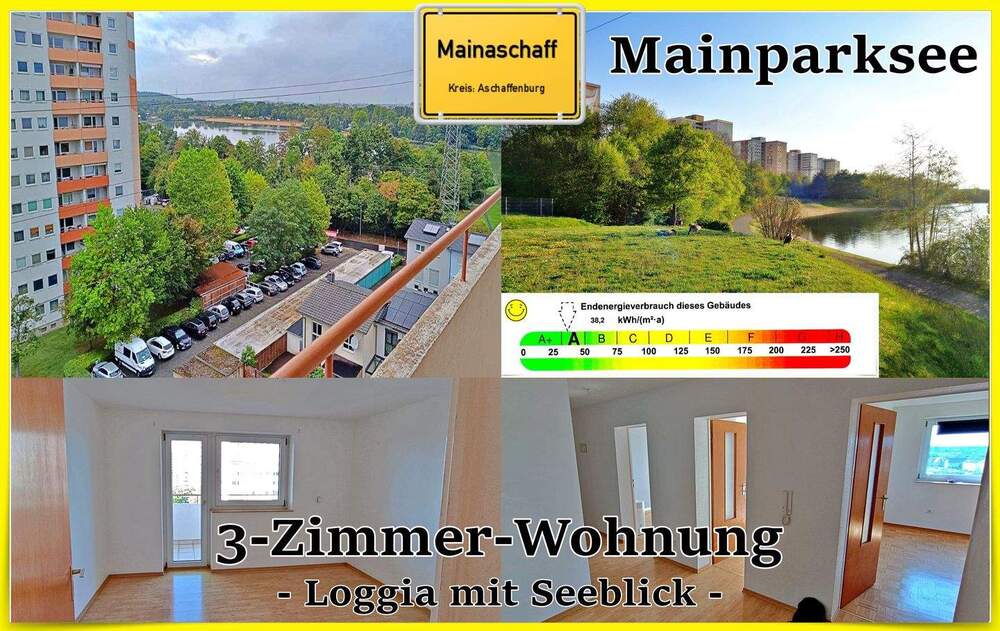 Thumbnail-SOFORT FREI: 3-Zimmer-Wohnung • Loggia mit Seeblick • unmittelbare Nähe am Mainparksee