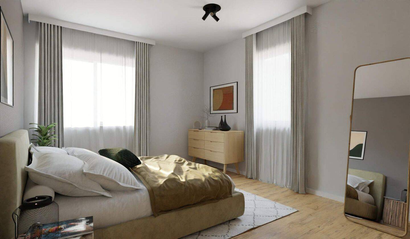 Ein geräumiges Schlafzimmer, in dem Sie so richtig