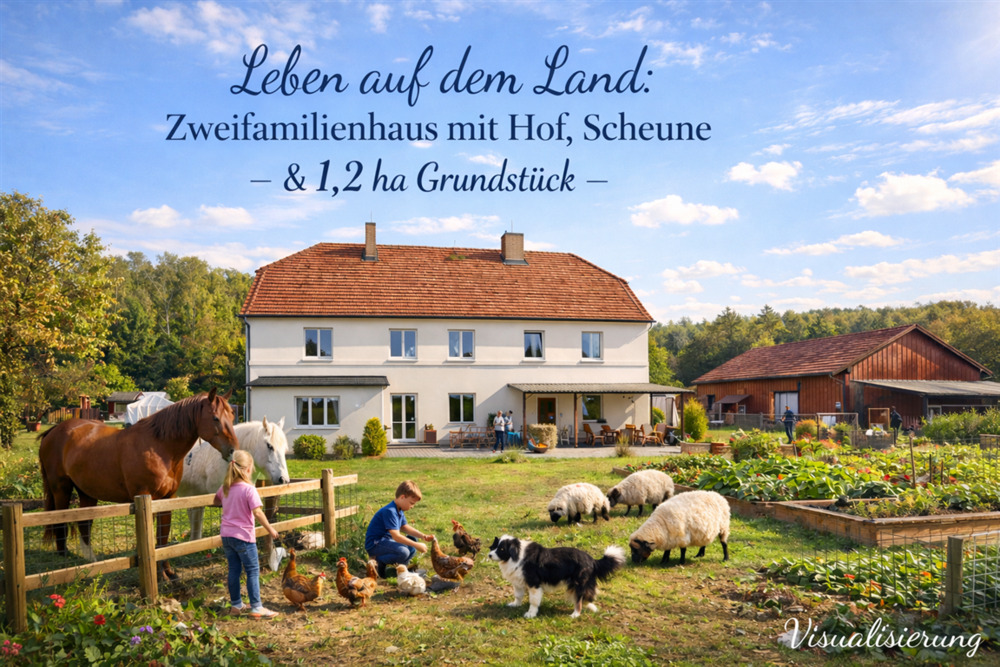 Thumbnail-2-Fam-Haus + 1,2 ha Land + Scheune für Selbstversorger + Tierhalter Ldr. Görlitz