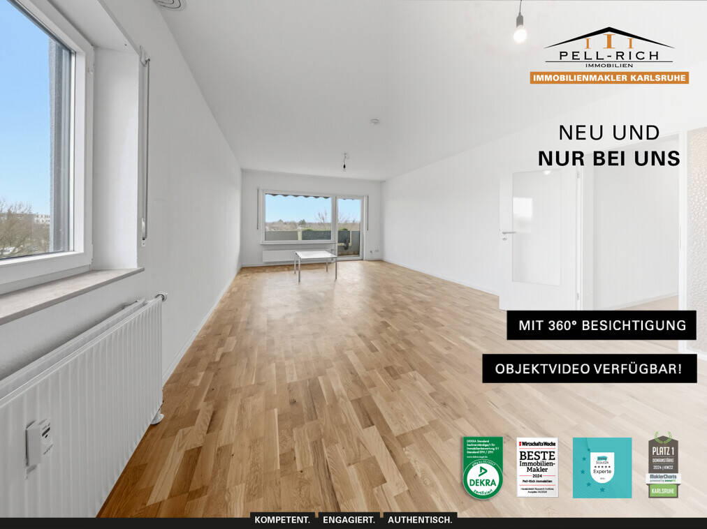 Thumbnail-SONNENGLÜCK: Stilvolle 3-Zimmer-Wohnung mit Balkon in Neureut zur Vermietung
