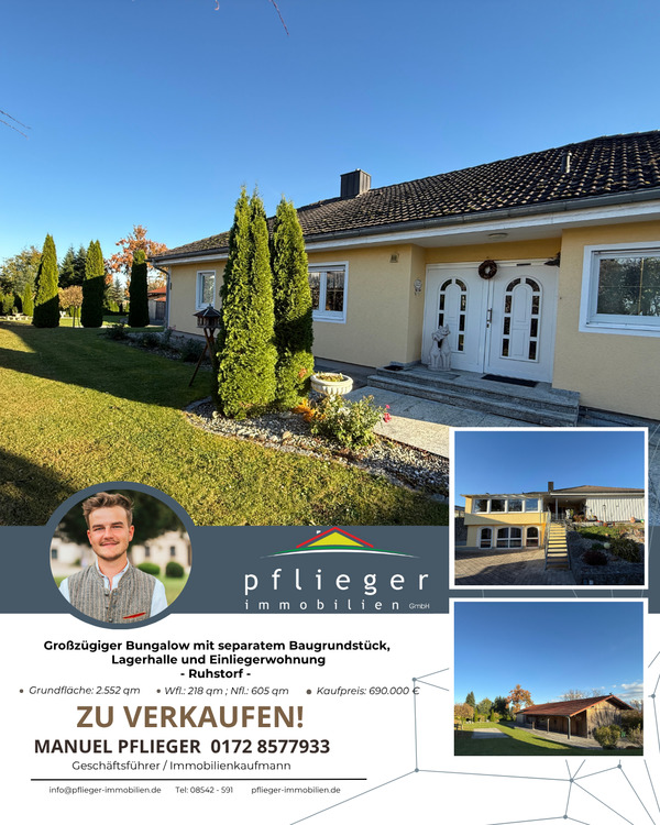 Thumbnail-Großzügiger Bungalow, mit separatem Baugrundstück, Lagerhalle und Einliegerwohnung