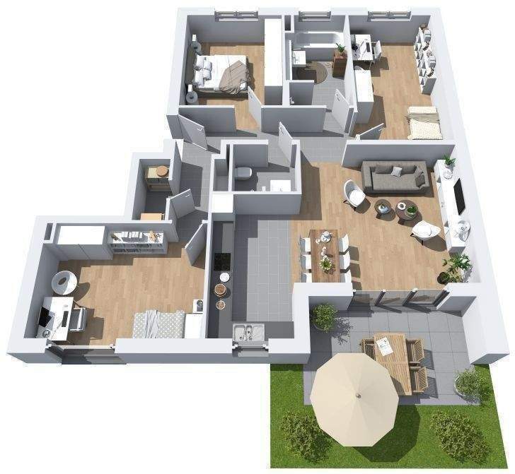 Thumbnail-Moderne 4-Zimmer-Neubau-Wohnung mit eigenem Garten