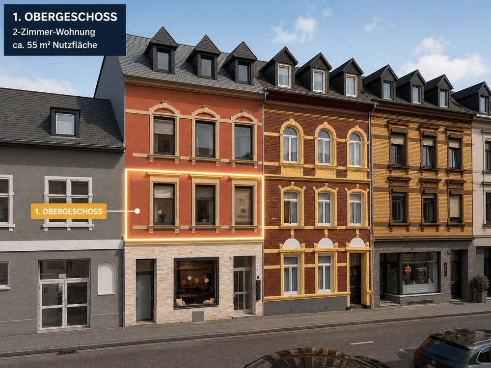 Thumbnail-Frisch renovierte 2-Zimmerwohnung mit ca. 55 m² Nutzfläche in unmittelbarer Nähe zur Fußgängerzone und dem Trierer Zentrum