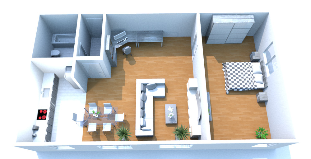 Thumbnail-helle, moderne 2-Raum-DG-Wohnung mit offener Wohnküche, unbefristet vermietet