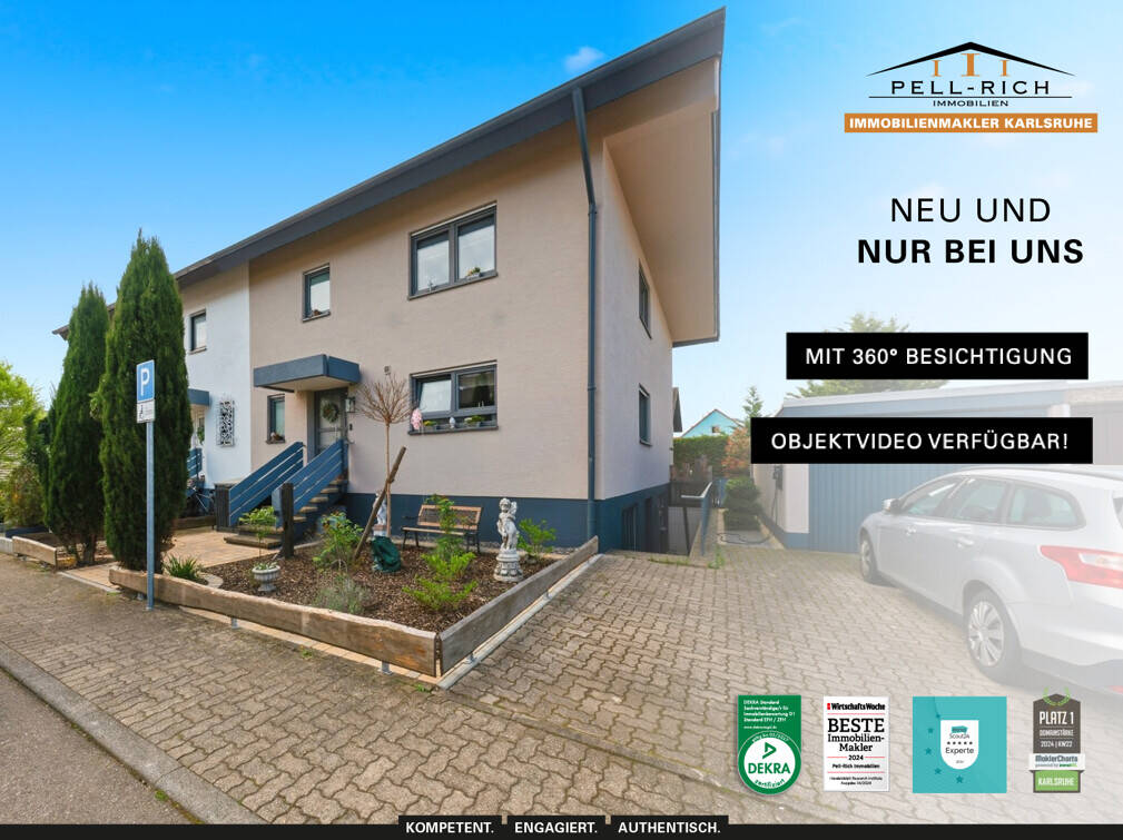 Thumbnail-WOHLFÜHLOASE: Gepflegte Doppelhaushälfte in beliebter Wohnlage von Stutensee-Blankenloch mit Garage!