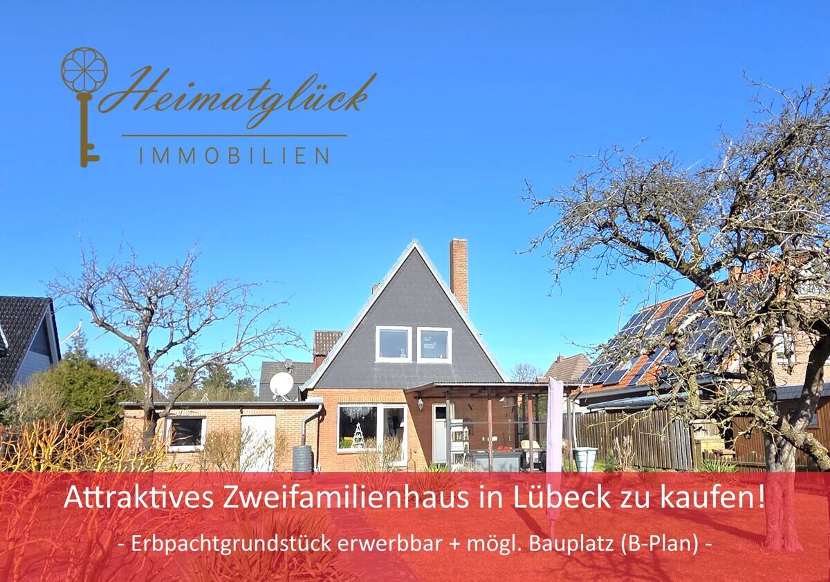 Thumbnail-Attraktives Zweifamilienhaus in Lübeck zu kaufen - Erbpachtgrundstück erwerbbar + mögl. Bauplatz