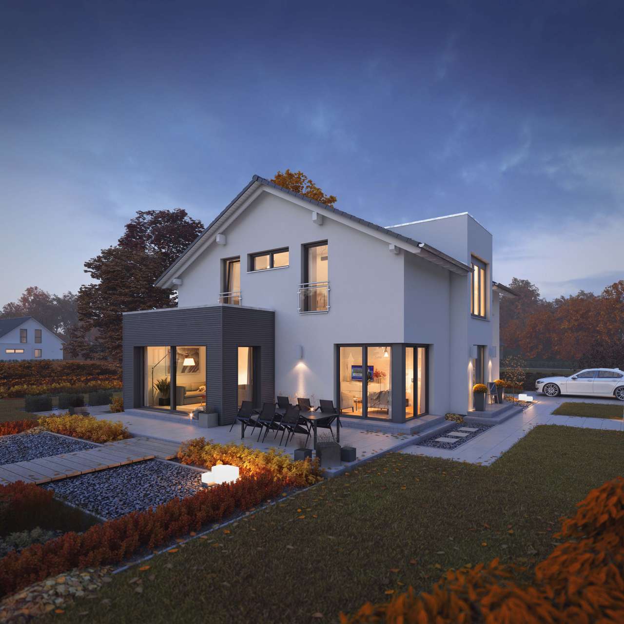 Ansicht Haus mit Garten