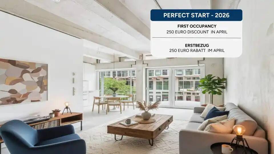 Thumbnail-Mietrabatt - Erstbezug: 2-Zimmer Wohnung mit EBK & Balkon, 5 Min. zur U5