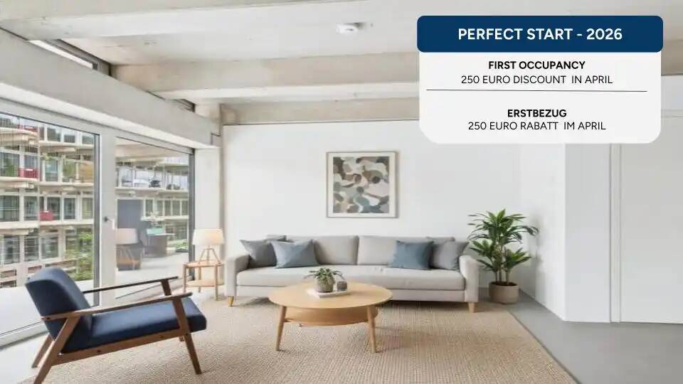 Thumbnail-Mietrabatt - Erstbezug: 2-Zimmer Wohnung mit EBK & Balkon, 5 Min. zur U5