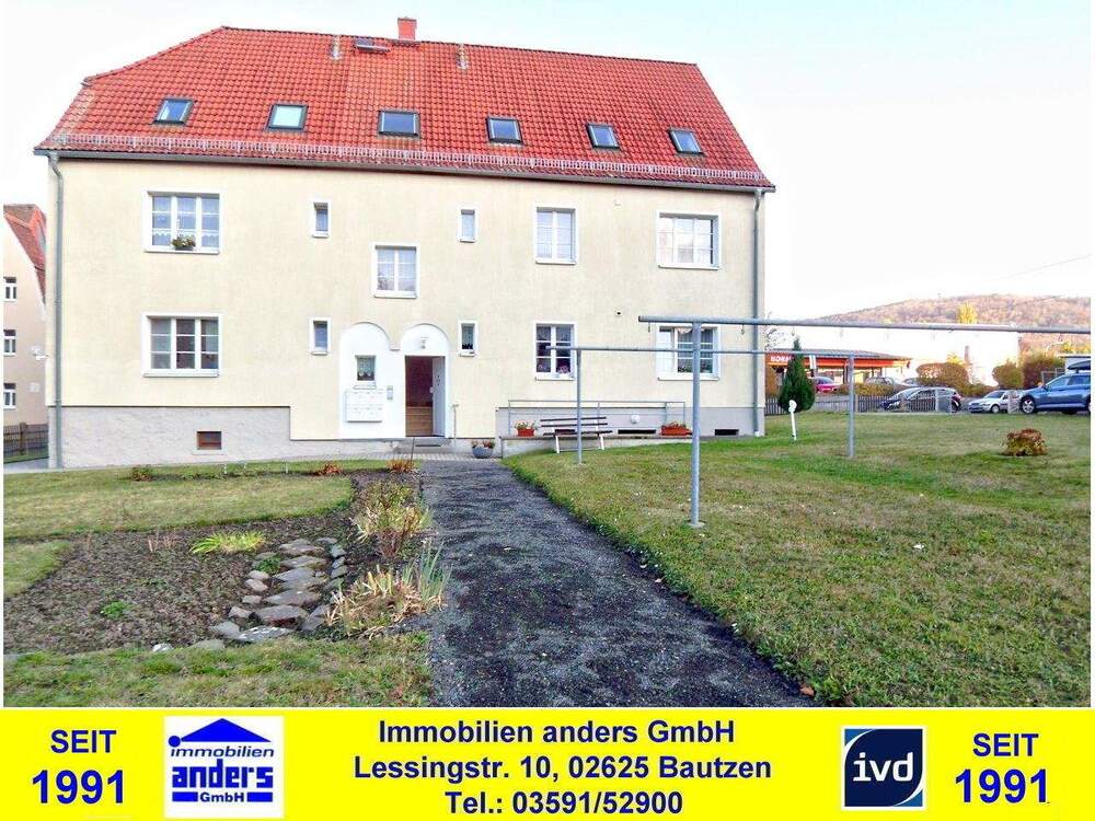 Thumbnail-Moderne 2-Raum-Wohnung mit gemeinschaftlichen Wiesengrundstück in Löbau