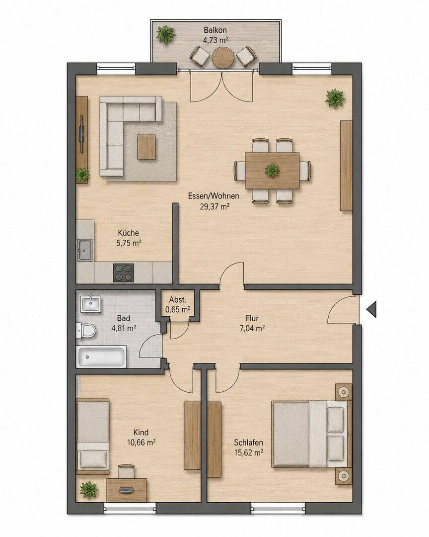 Thumbnail-Wunderschön geschnittene Wohnung mit Sonnenbalkon