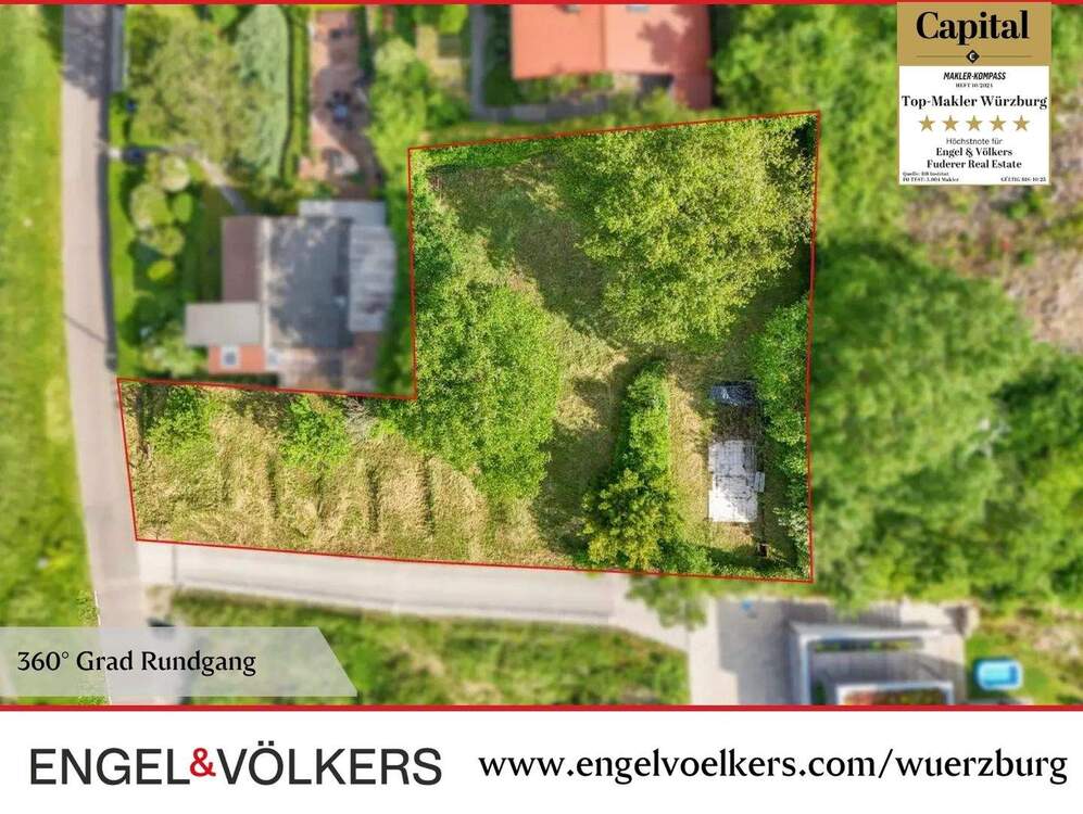 Thumbnail-Traumlage in Gerbrunn: Hanggrundstück in ruhiger Sackgasse mit Blick ins Grüne