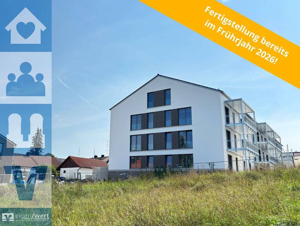 Außenansicht des Neubauprojekts Wohnen am Hennigbach - Baustand August 2025