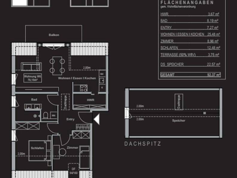Thumbnail-Neubauwohnung mit Einbauküche und Wohnraum im Speicher