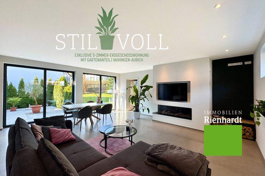 Thumbnail-STILVOLL! Exklusive 4,5-Zimmer-Erdgeschosswohnung mit Gartenanteil in Vaihingen-Aurich